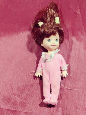 Small Brunette Mini Doll Pink Outfit